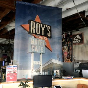 Mesh Banner used as Room Divider Mesh Banner used as Room Divider