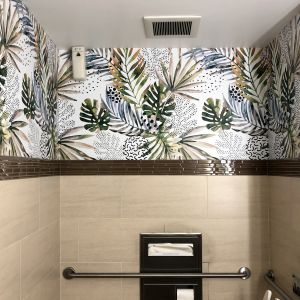 Printed WallPaper in Bathroom