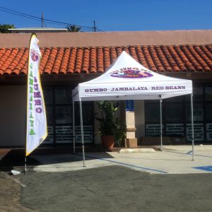 canopy and feather banner